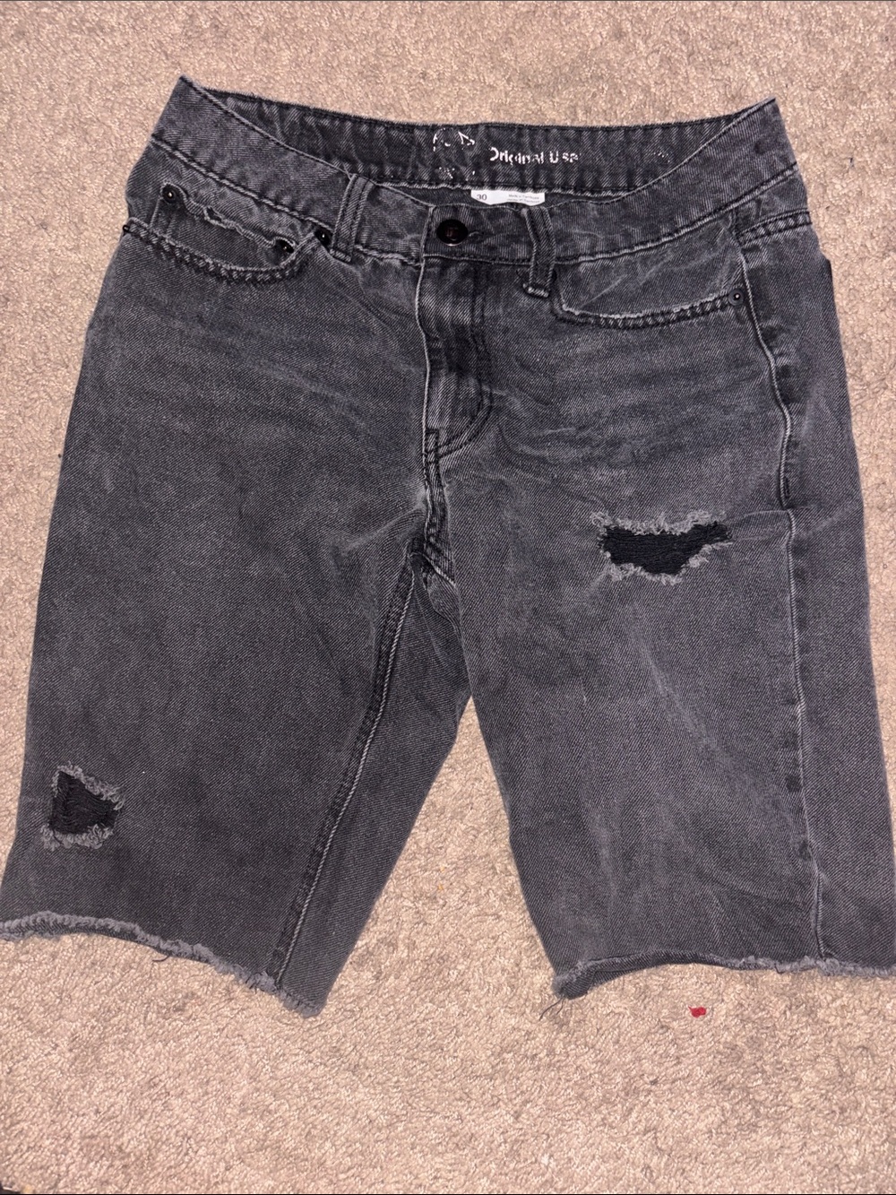 Original Use Men's Distressed Black Washed Denim Shorts